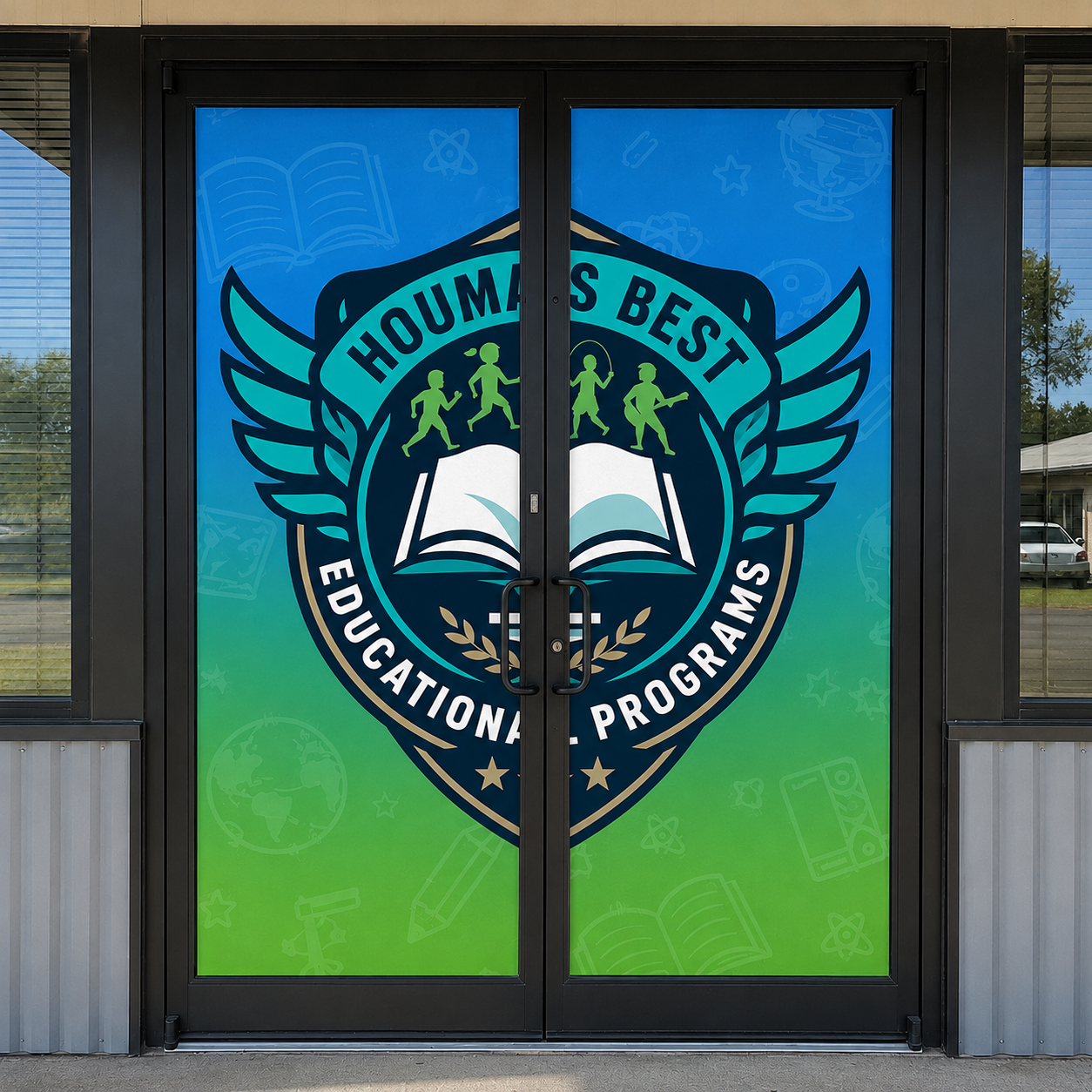 Houma's Best Home School Academy entrance doors